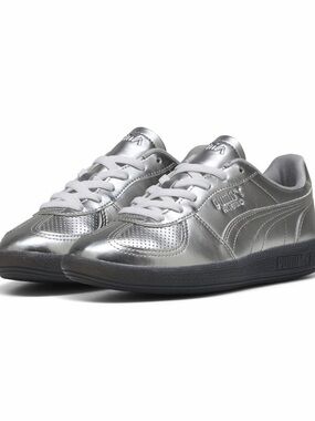 Puma Metallic Silver Leather Sneakers